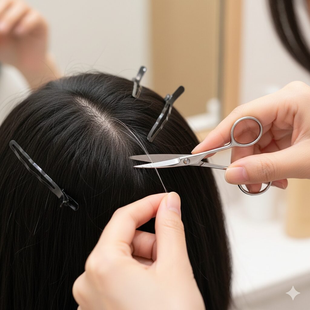 根元からハサミで切るのが正解