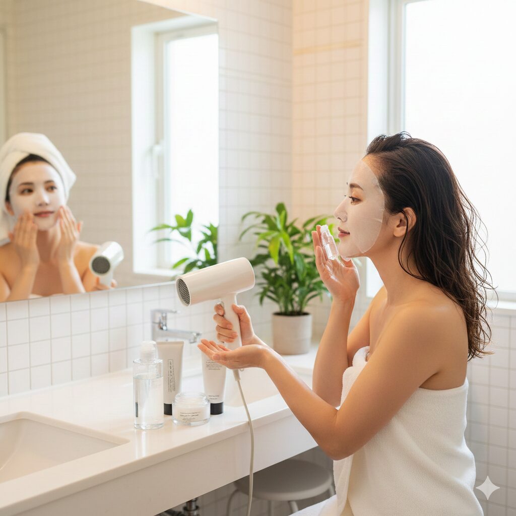 パックしながらドライヤーをする時短テク