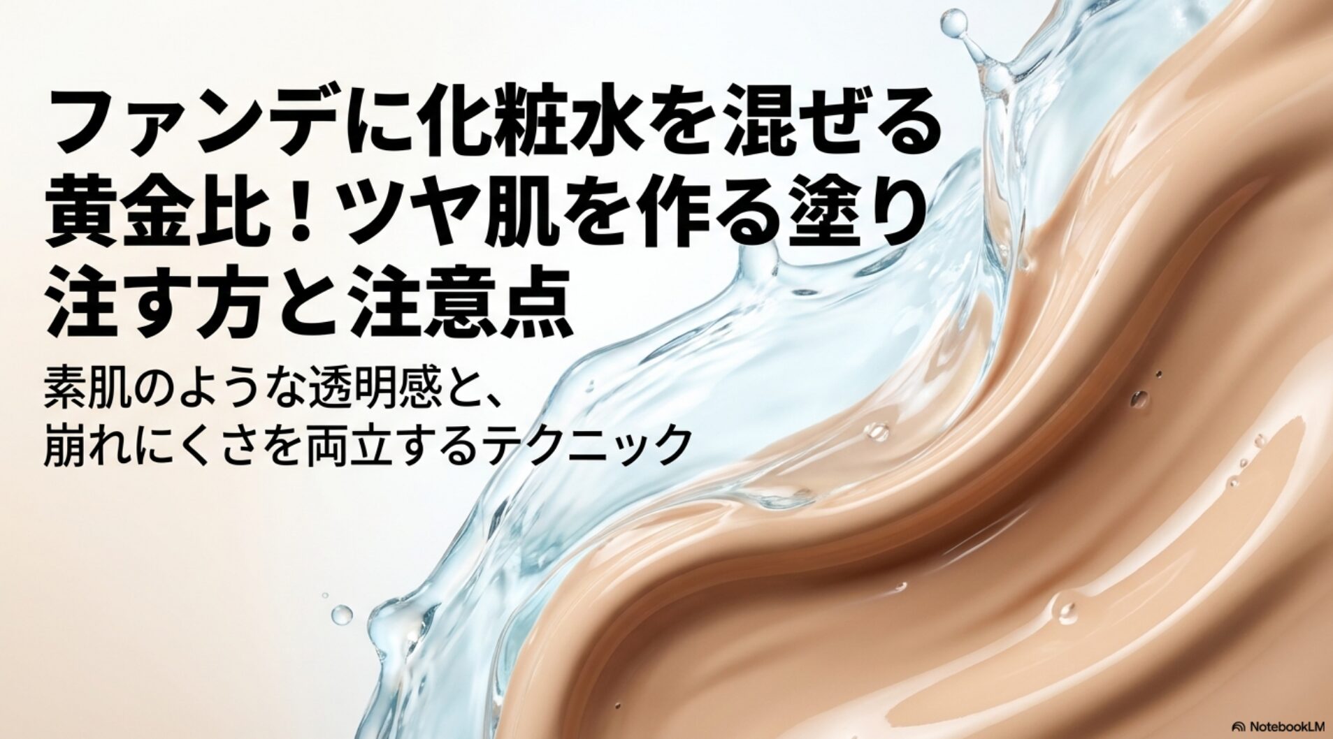 ファンデーションに化粧水を混ぜてツヤ肌を作る黄金比と塗り方の解説スライド表紙